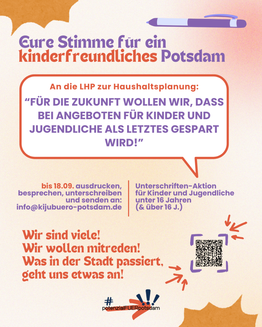 U-16 Unterschriften Aktion - Haushalt für KiJus Potsdam